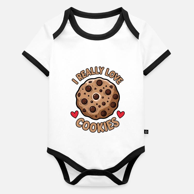 Cookies Spruch Schoko Kekse Lustig Cookie Geschenk Baby Bio-Kurzarm-Kontrastbody