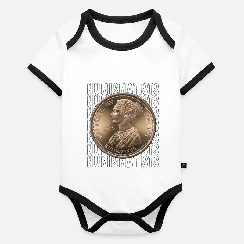 PIÈCES DE MONNAIE NUMISMATES Body Bébé bio contrasté manches courtes