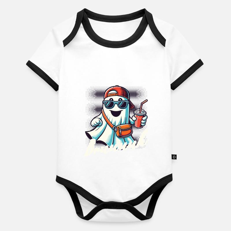 Unheimliches Halloween Gespenst Bruh Baby Bio-Kurzarm-Kontrastbody
