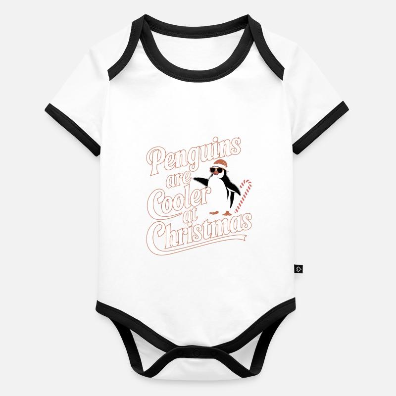 Pinguine Sind Cooler Zu Weihnachten Baby Bio-Kurzarm-Kontrastbody