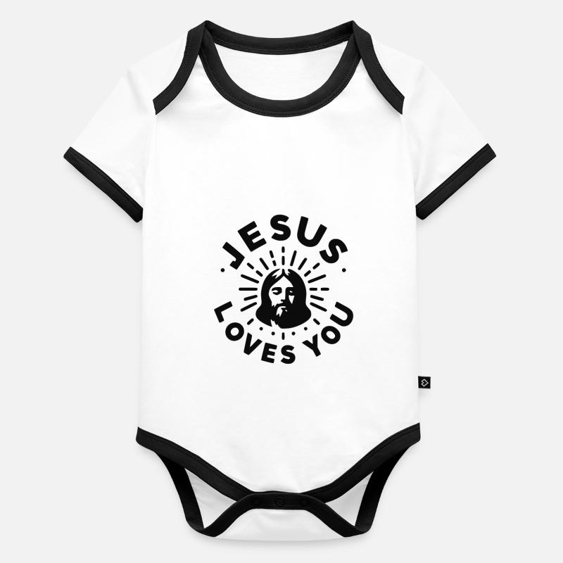 Jésus vous aime Body Bébé bio contrasté manches courtes