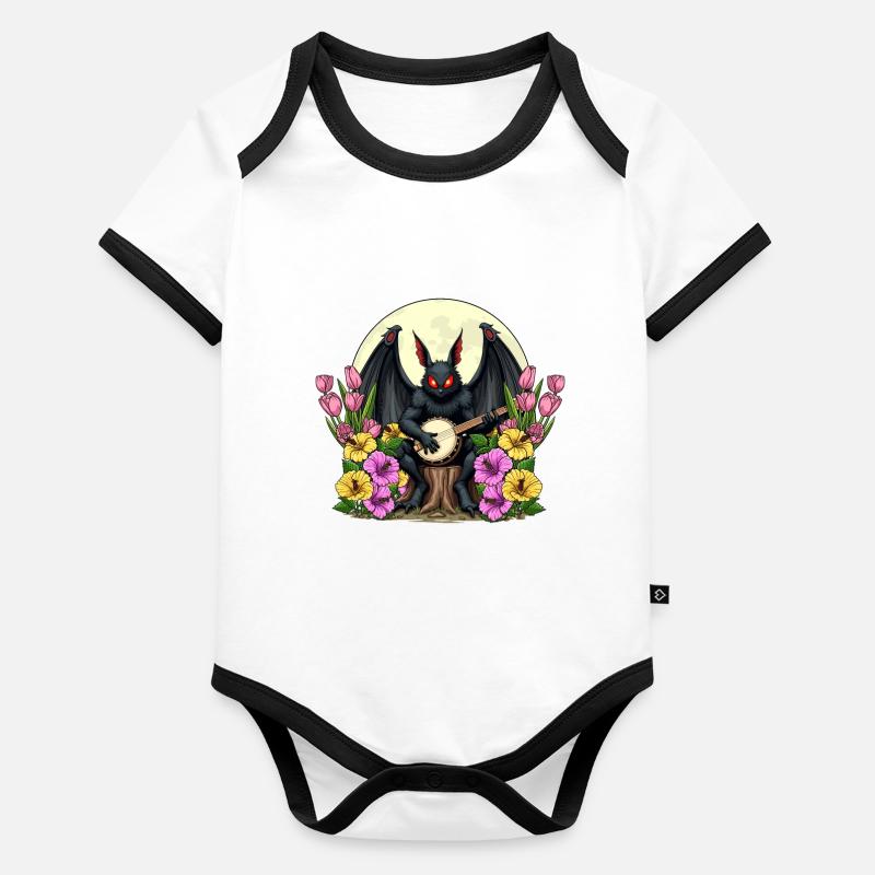 Cryptic Mothman avec guitare Body Bébé bio contrasté manches courtes