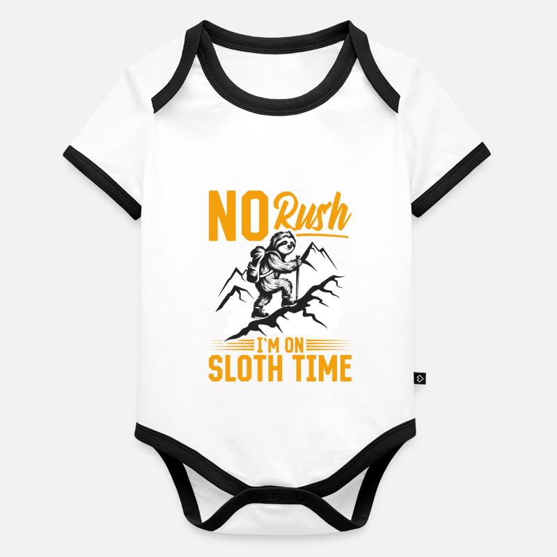 Sloth Hiking Mountains No rush, I’m on sloth time. Baby Bio-Kurzarm-Kontrastbody