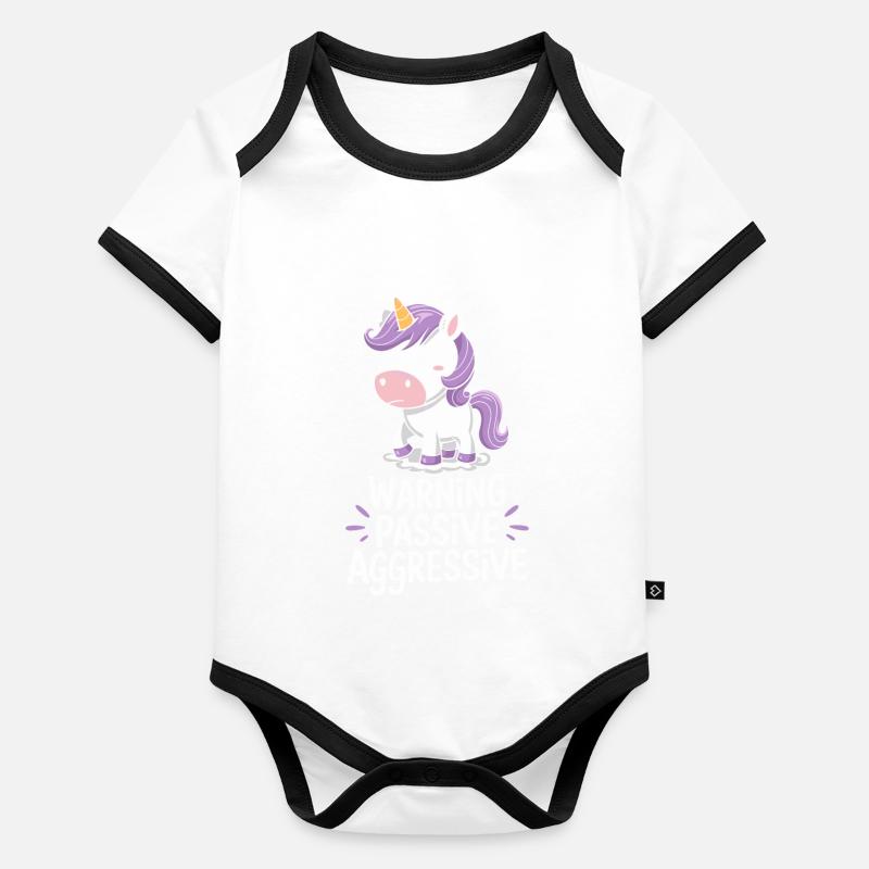Vorsicht Passiv Aggressiv Einhorn Humor Baby Bio-Kurzarm-Kontrastbody