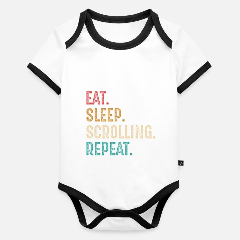 eat sleep scrolling repeat Organic Baby Contrasting Bodysuit