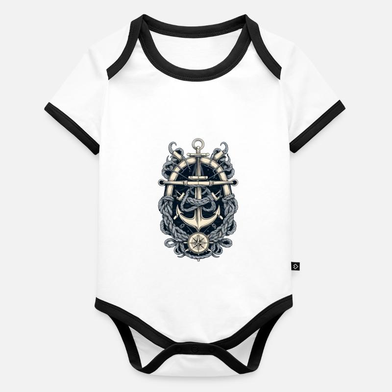 Aesthetic Anchor Design Organic Baby Contrasting Bodysuit
