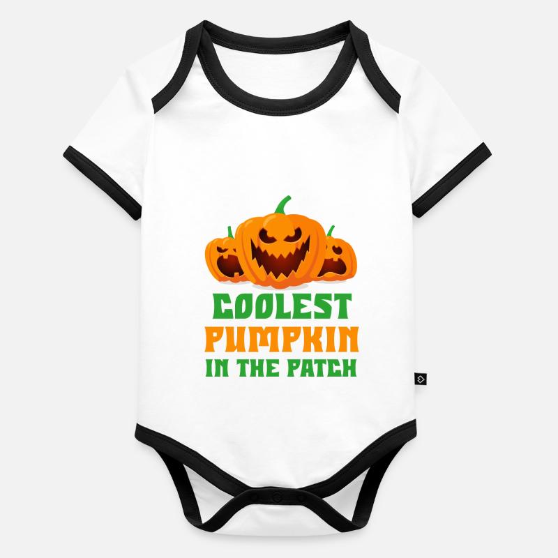 Halloween CITROUILLE LA PLUS COOL DU PATCH Fun Body Bébé bio contrasté manches courtes
