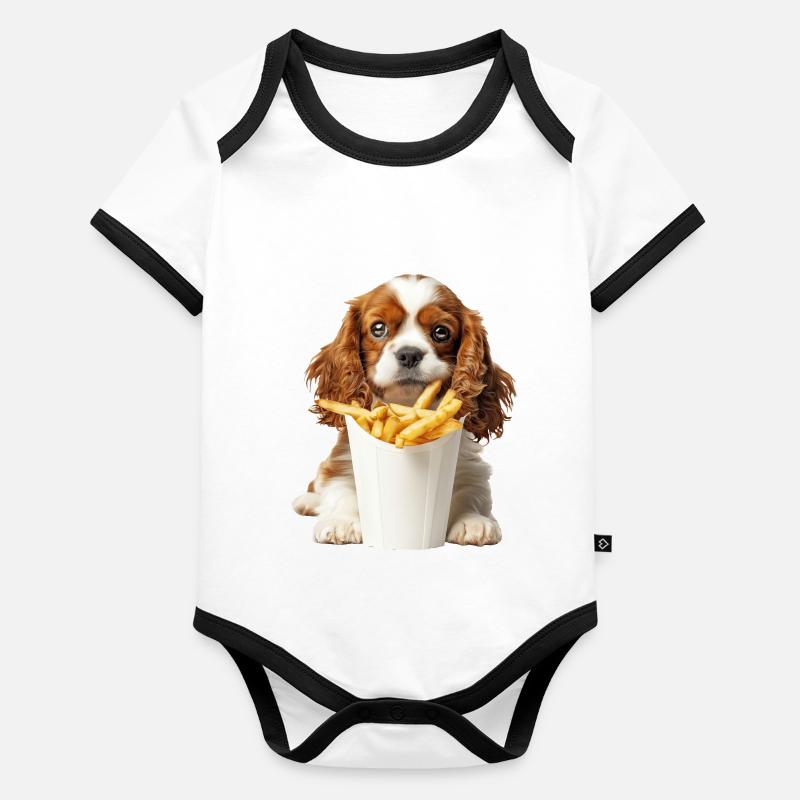 Cavalier King Spaniel Baby Bio-Kurzarm-Kontrastbody