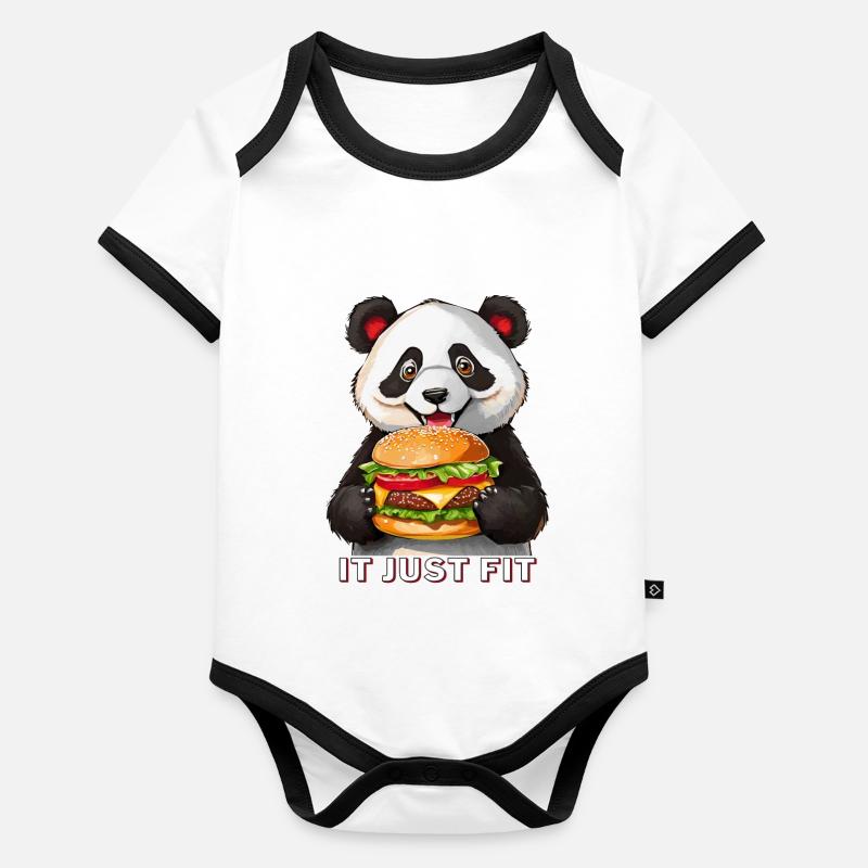 BURGER PANDA BEAR IL VA TOUT SIMPLEMENT Body Bébé bio contrasté manches courtes