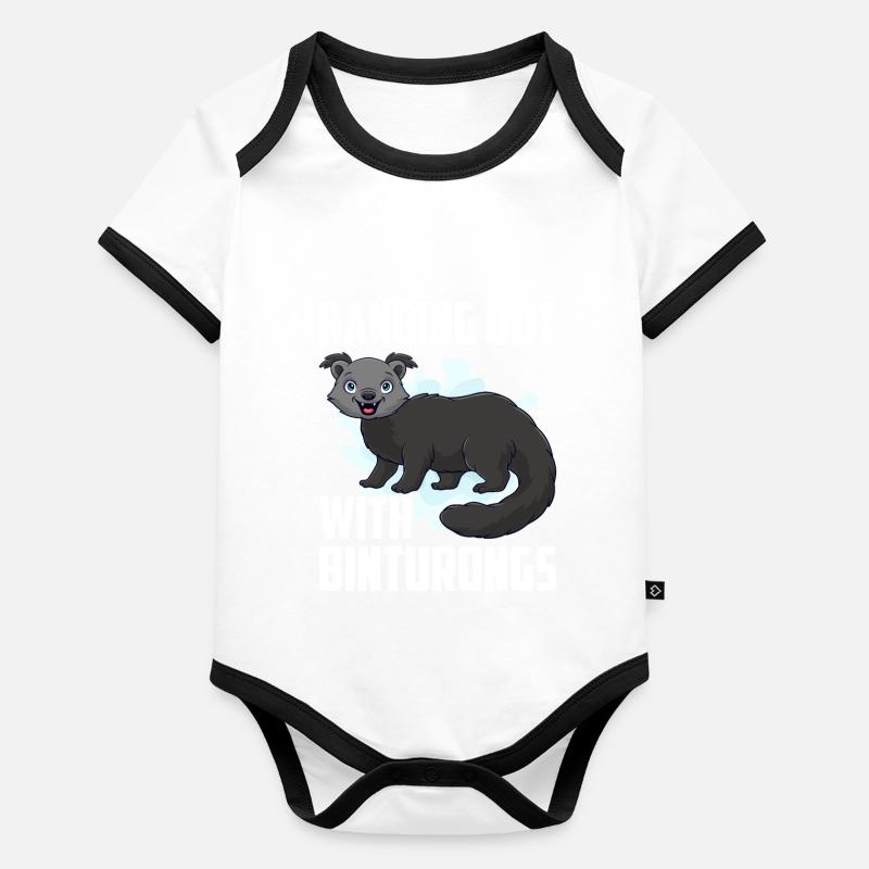 Binturong Marderbär Schleichkatze Baby Bio-Kurzarm-Kontrastbody