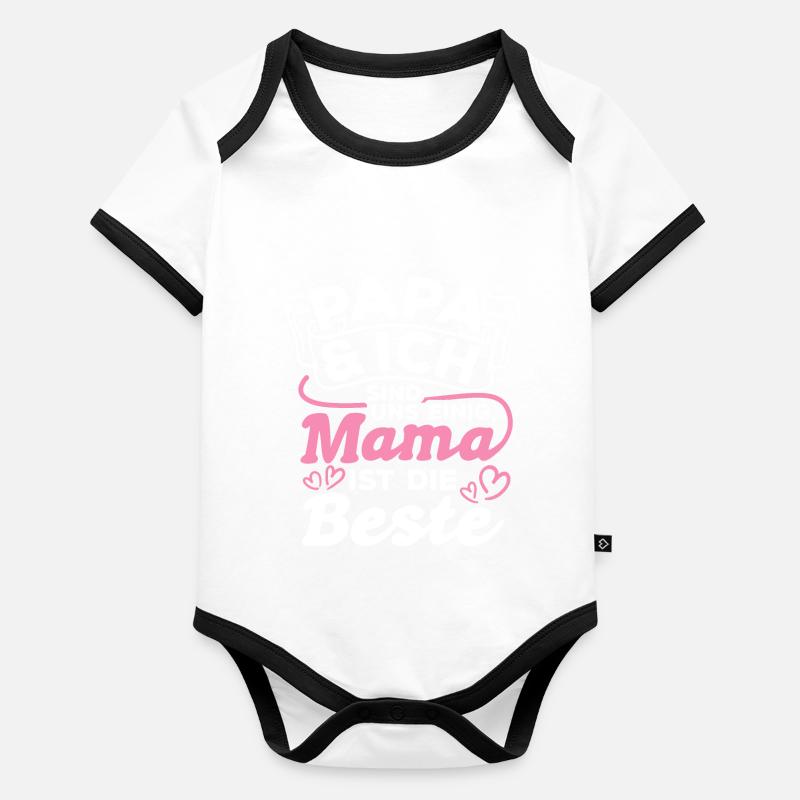 Papa & Ich Sind Uns Einig Mama Ist Die Beste Liebl Baby Bio-Kurzarm-Kontrastbody