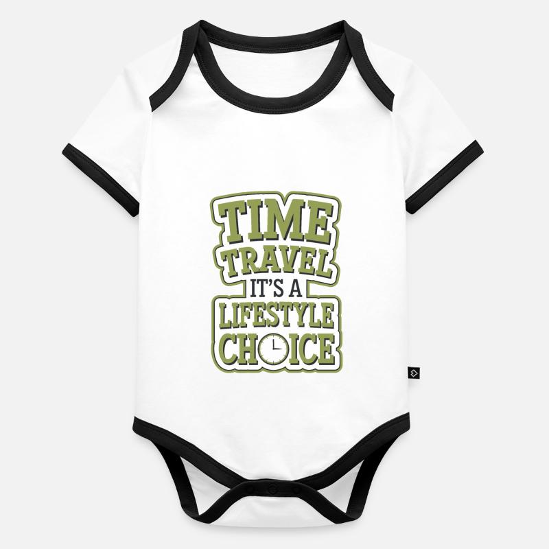 Zeitreise-sci-fi-enthusiast Und Zeitmaschine Baby Bio-Kurzarm-Kontrastbody