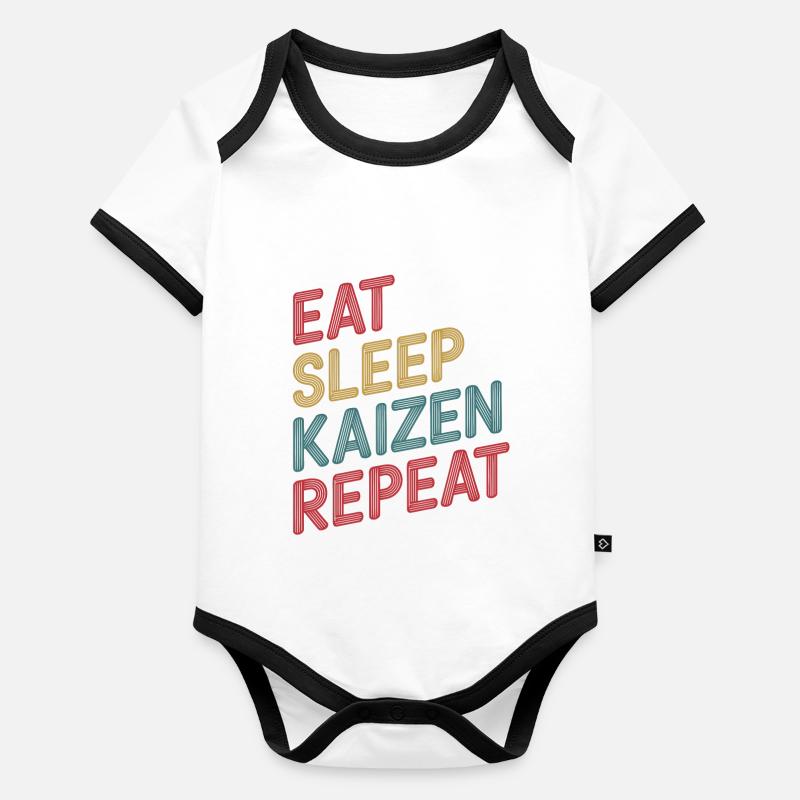 Manger Dormir Kaizen Répéter l’amélioration Body Bébé bio contrasté manches courtes