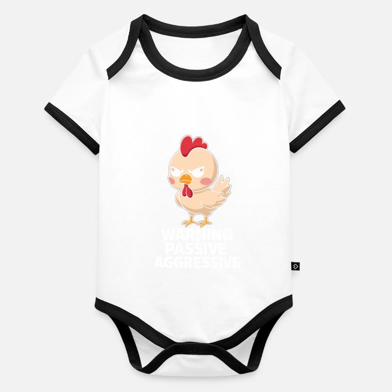 Warning Passive Aggressive Chicken Humor Cartoon Organic Baby Contrasting Bodysuit