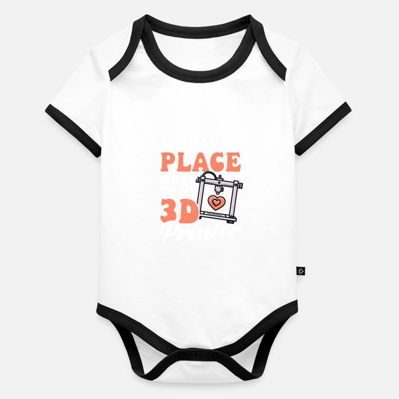 Accessoires d’imprimante 3D Heureux à côté de l’imprimante 3D Body Bébé bio contrasté manches courtes