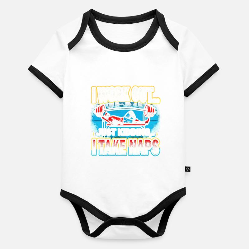Ich trainiere Nur ein Scherz Ich mache Nickerchen Baby Bio-Kurzarm-Kontrastbody
