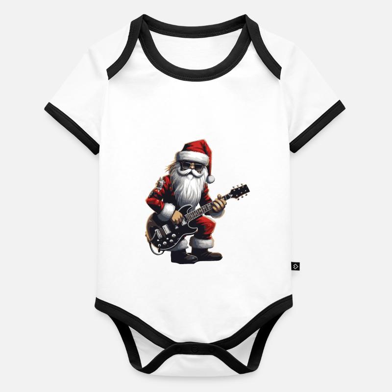 Weihnachtsmann Gitarre Santa Baby Bio-Kurzarm-Kontrastbody