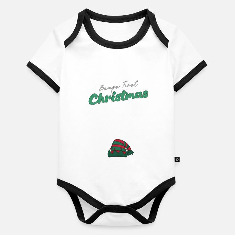 Première bosse de Noël - Grossesse drôle de bébé elfe Body Bébé bio contrasté manches courtes