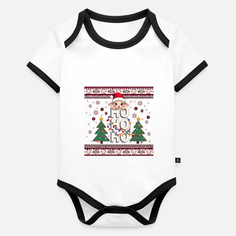 schaf spruch - Ugly Christmas Sweater Baby Bio-Kurzarm-Kontrastbody