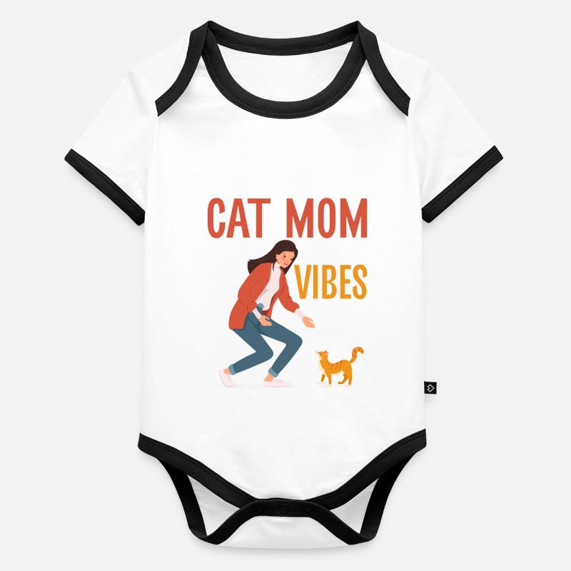 Cadeaux pour maman chat Body Bébé bio contrasté manches courtes