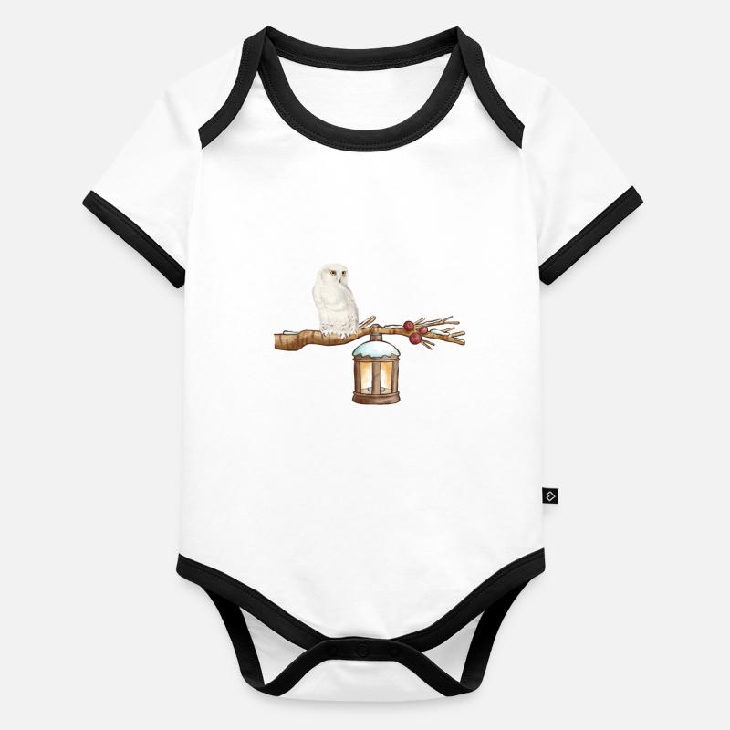 Winter-Eule Winter Owl Organic Baby Contrasting Bodysuit