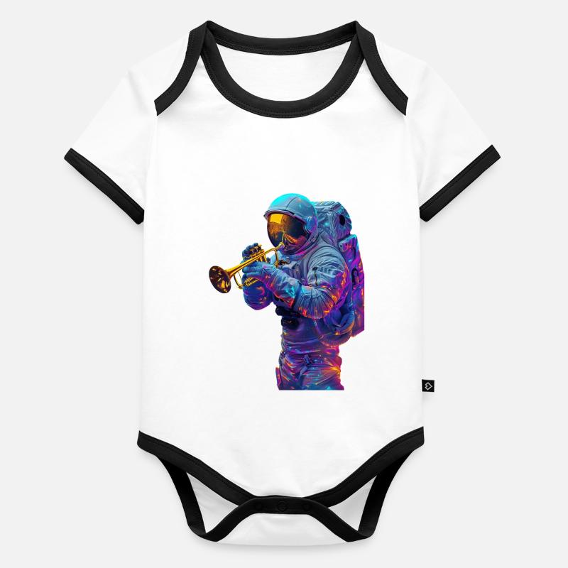 Trompette astronaute Body Bébé bio contrasté manches courtes