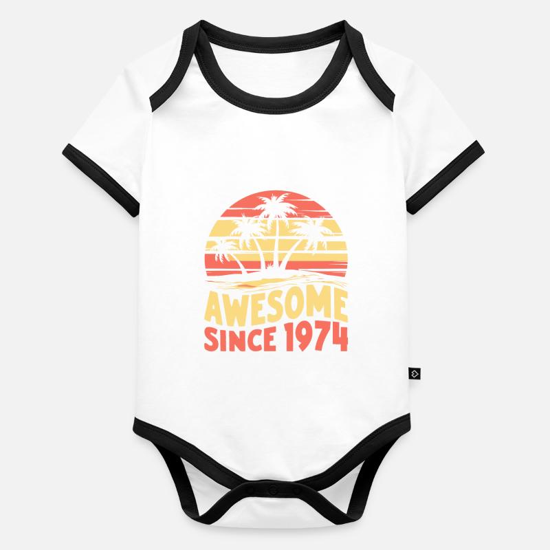 Awesome Since 1974 Birthday Organic Baby Contrasting Bodysuit