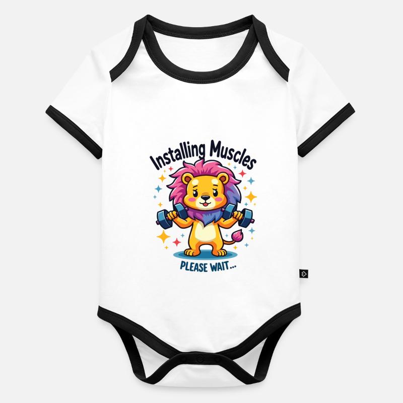 Installing Muscles Löwe Löwen Kraftsport Workout Baby Bio-Kurzarm-Kontrastbody
