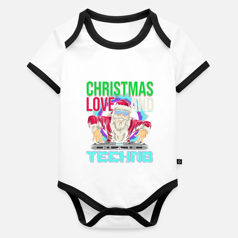Christmas Disco, Rave, Techno, House, Goa, Party Organic Baby Contrasting Bodysuit
