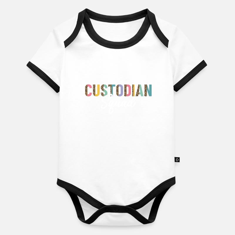 Hausmeister Squad Halbe Leopard Schule Reinigung Baby Bio-Kurzarm-Kontrastbody