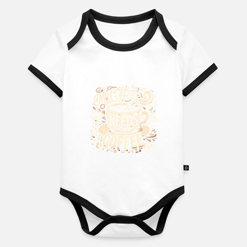Mein Kaffee braucht Kaffee Baby Bio-Kurzarm-Kontrastbody