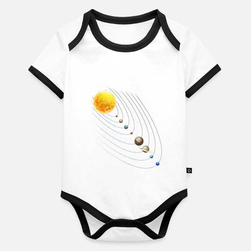 Système solaire Pendule Physique Planètes Science Body Bébé bio contrasté manches courtes