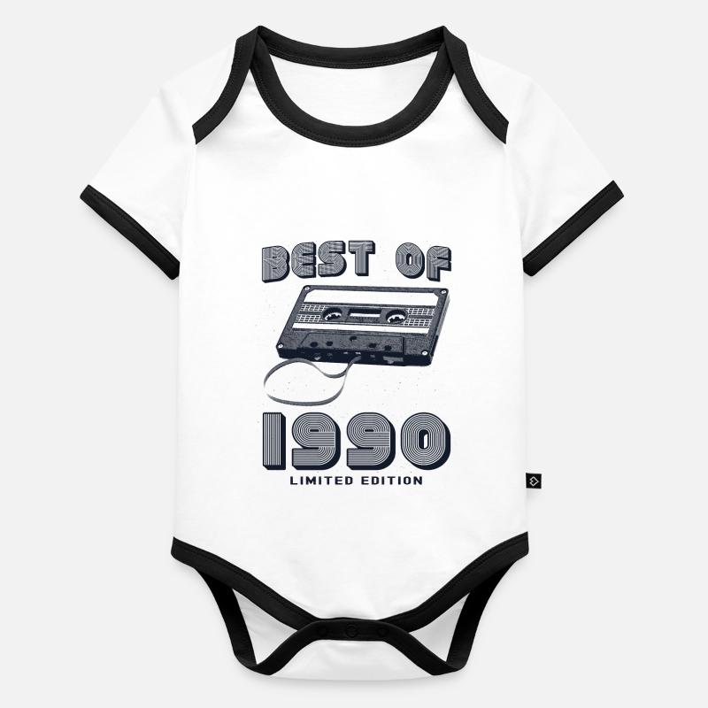 Retro 1990 Classic 35th Birthday Celebration Organic Baby Contrasting Bodysuit