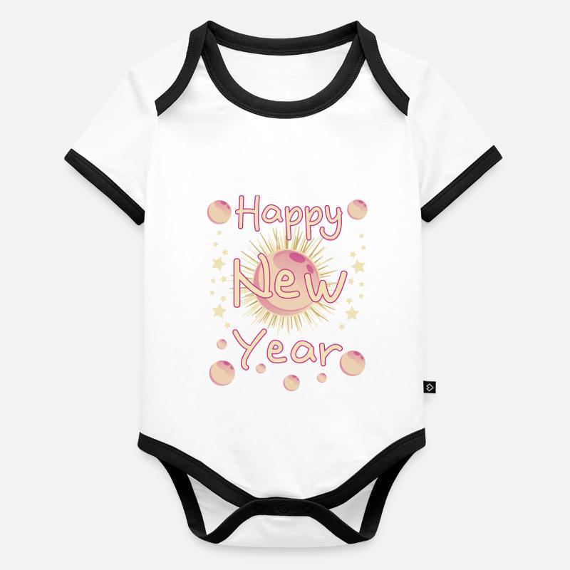 Bonne Année Body Bébé bio contrasté manches courtes