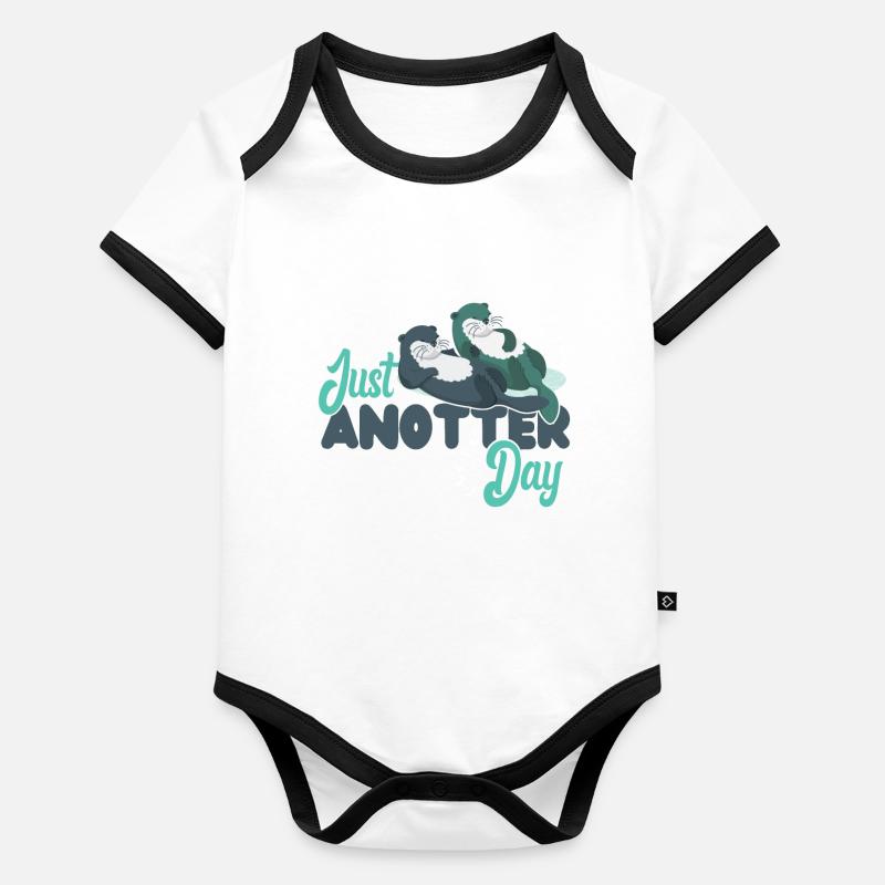 Otter Pun Just Anotter Day Organic Baby Contrasting Bodysuit