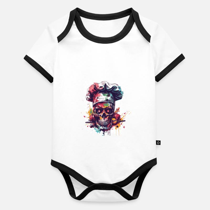 Crâne de chef Body Bébé bio contrasté manches courtes