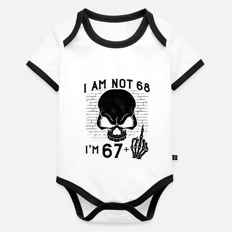 Ich bin 67 plus Mittelfinger - 68. Geburtstag Baby Bio-Kurzarm-Kontrastbody