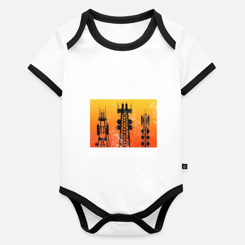 Tower Climbers Keeping You Connected Cell Mast Organic Baby Contrasting Bodysuit