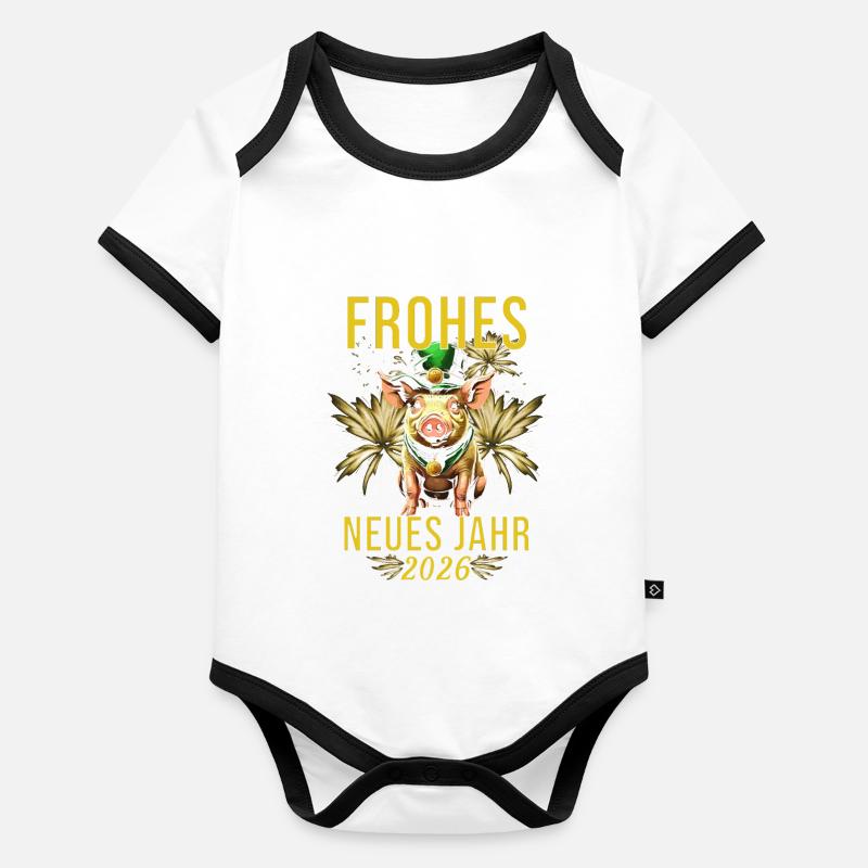 Bonne Année 2026 Body Bébé bio contrasté manches courtes