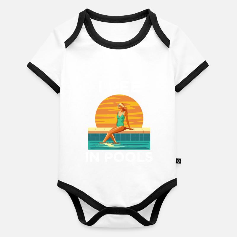 Lustig "I pee in Pools"! Sarkastisch, ironisch Baby Bio-Kurzarm-Kontrastbody