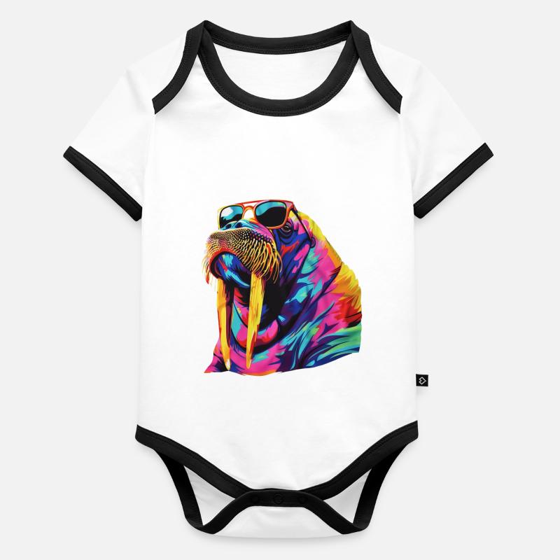 Walross Baby Bio-Kurzarm-Kontrastbody