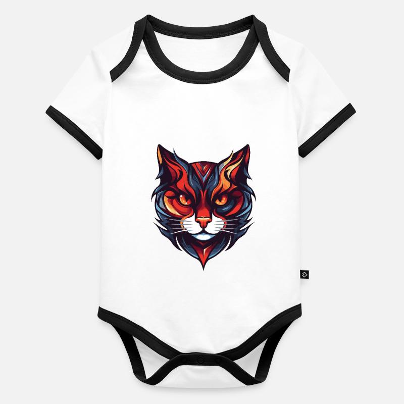 Cat Portrait Organic Baby Contrasting Bodysuit