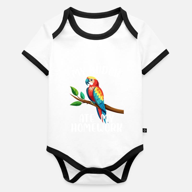 Ma perruche a mangé mes devoirs oiseau tropical perroquet animal de compagnie Body Bébé bio contrasté manches courtes