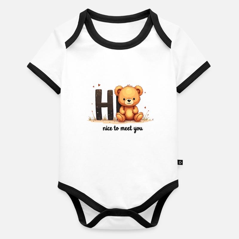 Mignon motif d’ours en peluche – mode enfantine avec un cœur Body Bébé bio contrasté manches courtes