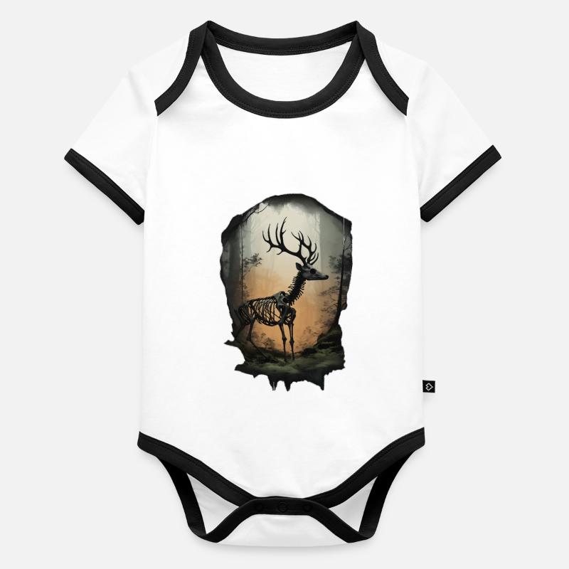 Deer Skeleton Gothic Forest Fantasy Trees Surreal Organic Baby Contrasting Bodysuit