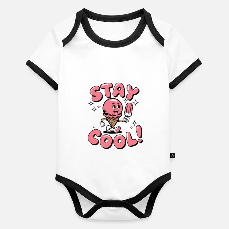 Restez cool Mascotte Body Bébé bio contrasté manches courtes
