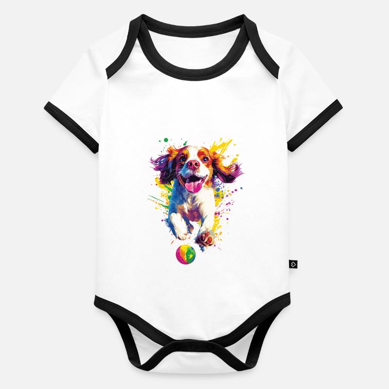 Cavalier King Charles Baby Bio-Kurzarm-Kontrastbody