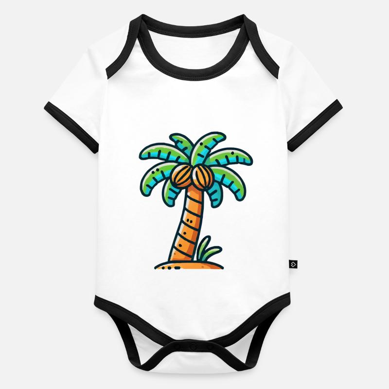 palmier Body Bébé bio contrasté manches courtes