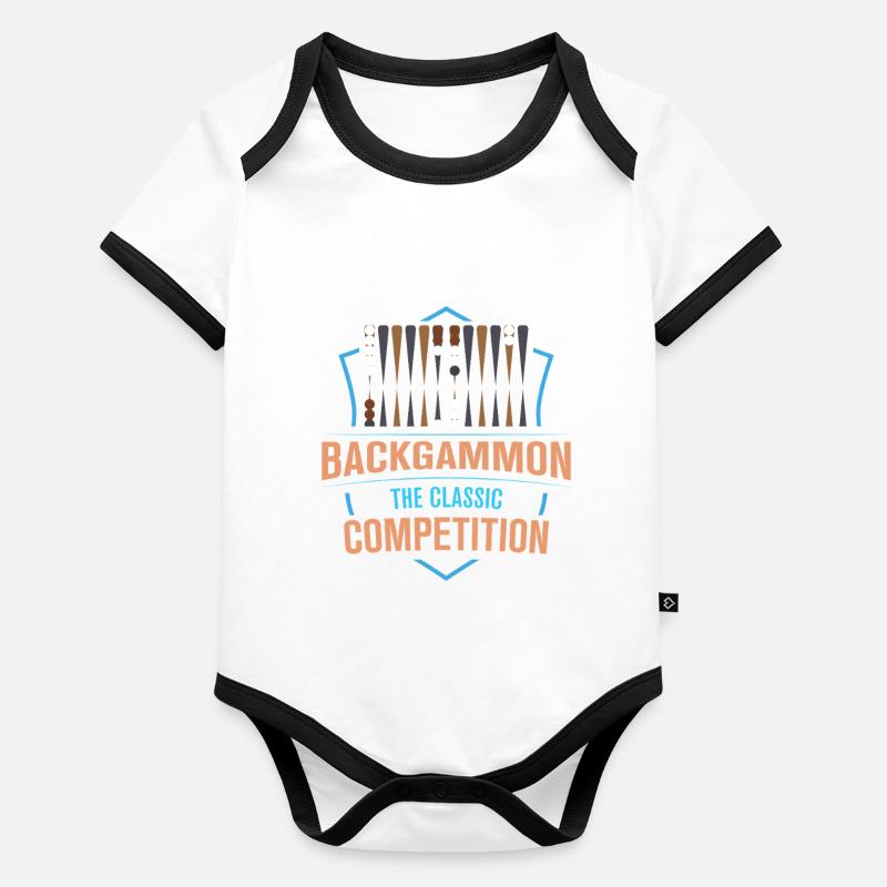 Backgammon Spiel Baby Bio-Kurzarm-Kontrastbody