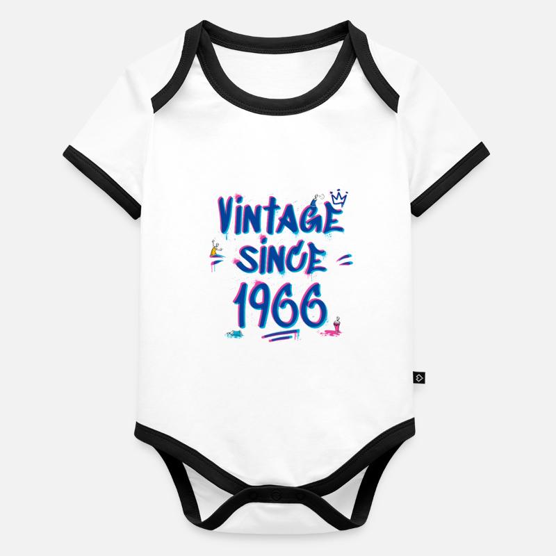 1966 Vintage Graffiti Glitch - 59 ans de style Body Bébé bio contrasté manches courtes